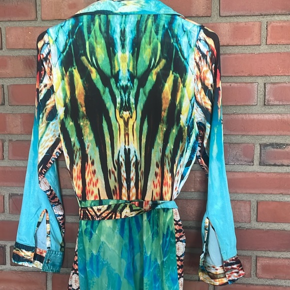 Manish Vaid large nwot rayon versaceromper gold beaded button front collared - Picture 9 of 9